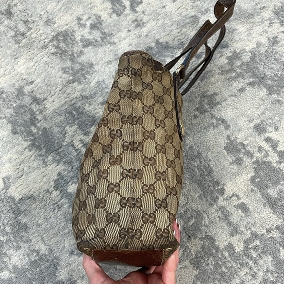 Gucci Monogram GG Small Charmy Tote Bag Brown Bolt Hardware Accent Luxury - Picture 5 of 17